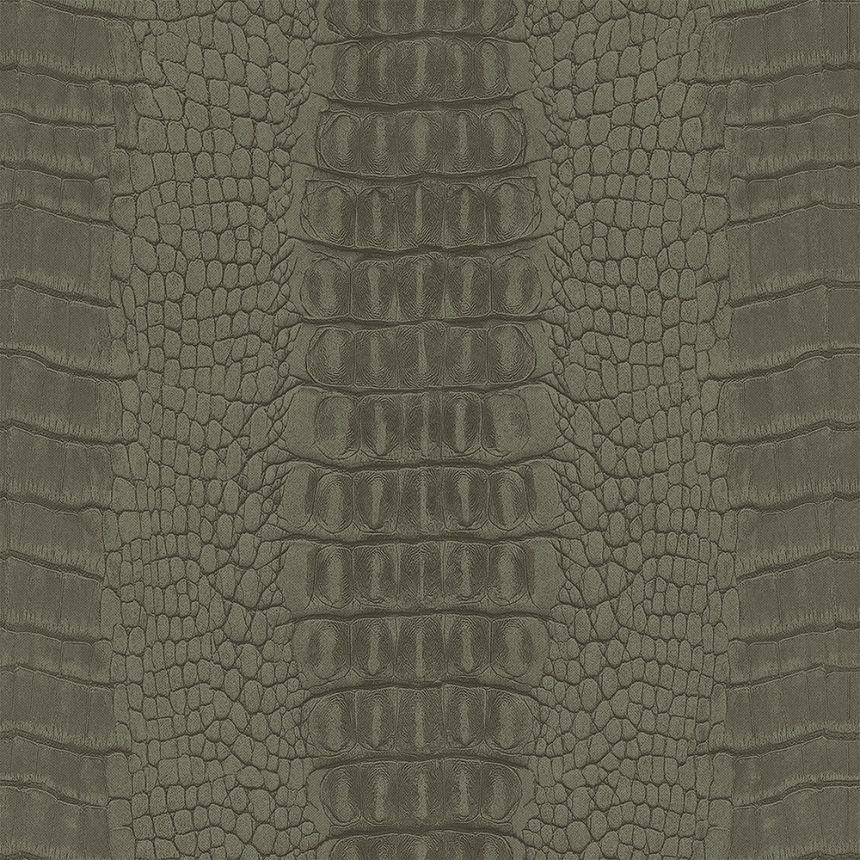 Khaki vliesová tapeta na zeď, imitace krokodýlí kůže 347774, Luxury Skins, Origin