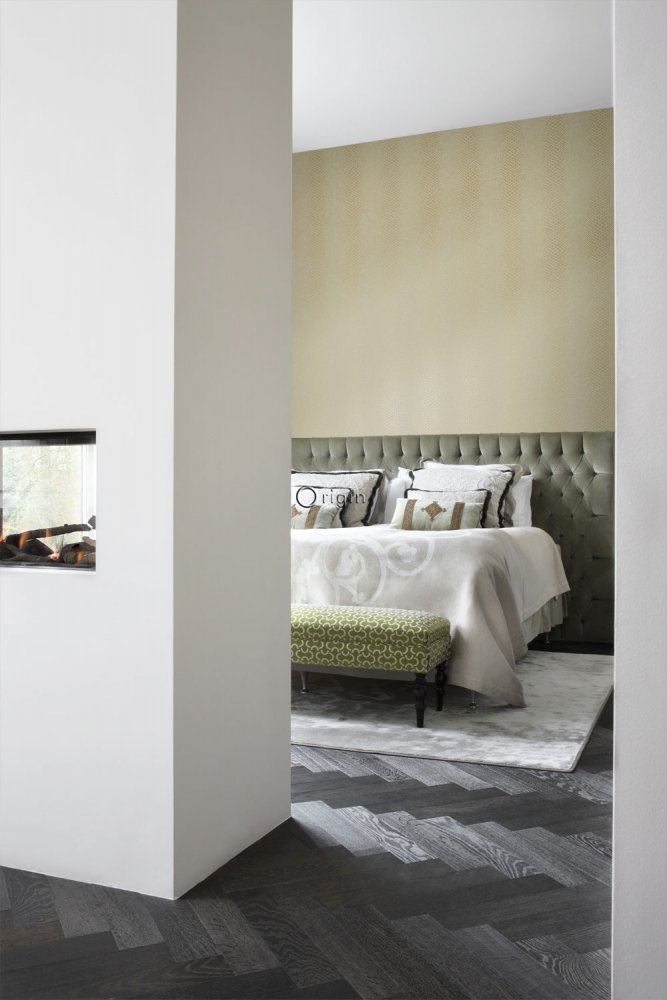 Zlatohnědá vliesová tapeta, imitace hadí kůže 347341, Luxury Skins, Origin