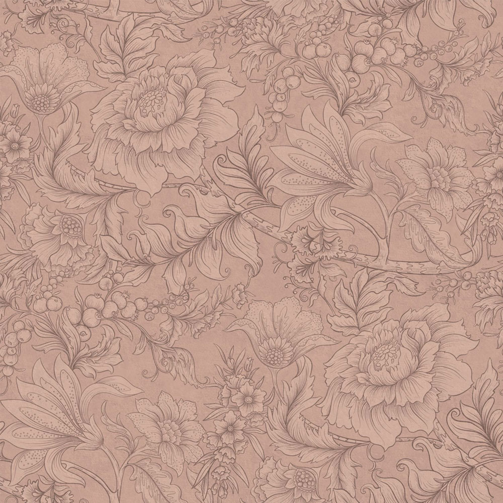 Tapeta s květinami a listy, růžová, 139794, Floral Fever, Esta Home