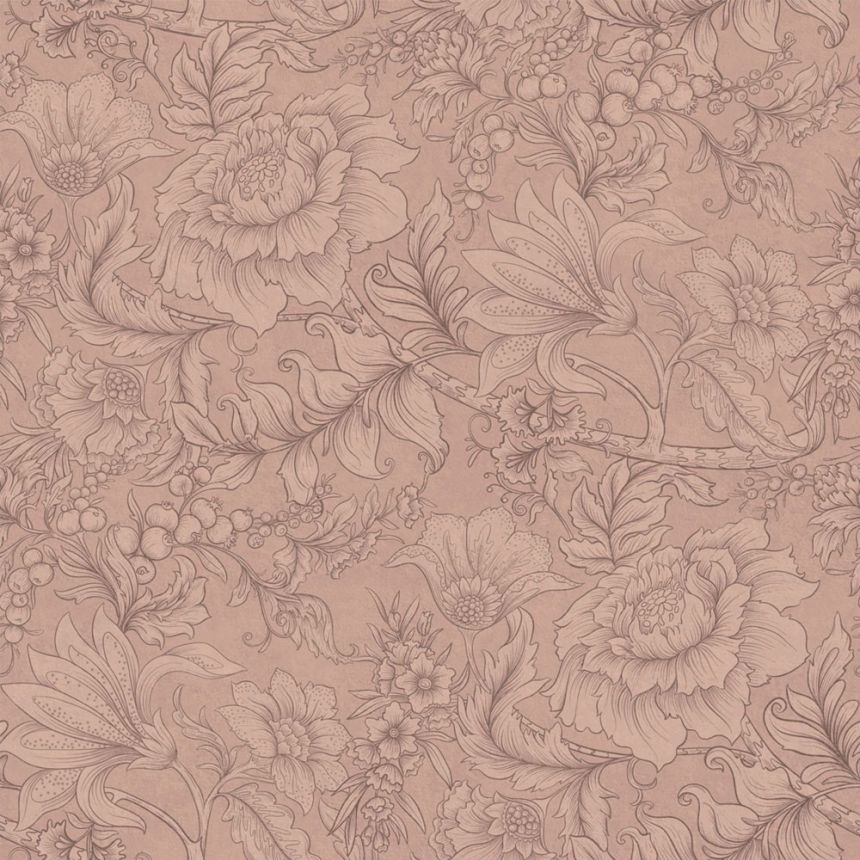 Tapeta s květinami a listy, růžová, 139794, Floral Fever, Esta Home