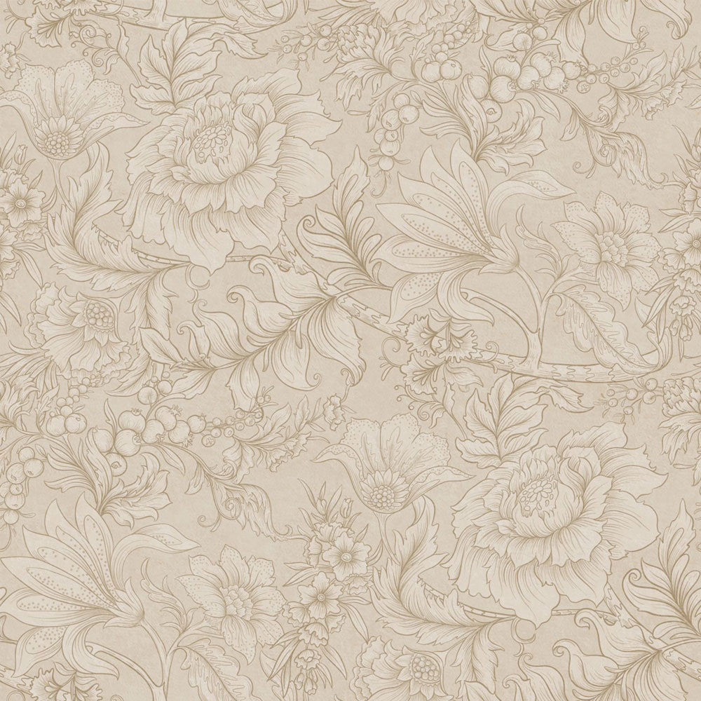 Tapeta s květinami a listy, béžová, 139795, Floral Fever, Esta Home