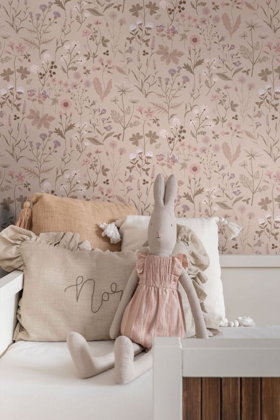 Tapeta s lučními květinami, růžová, 139841, Floral Fever, Esta Home