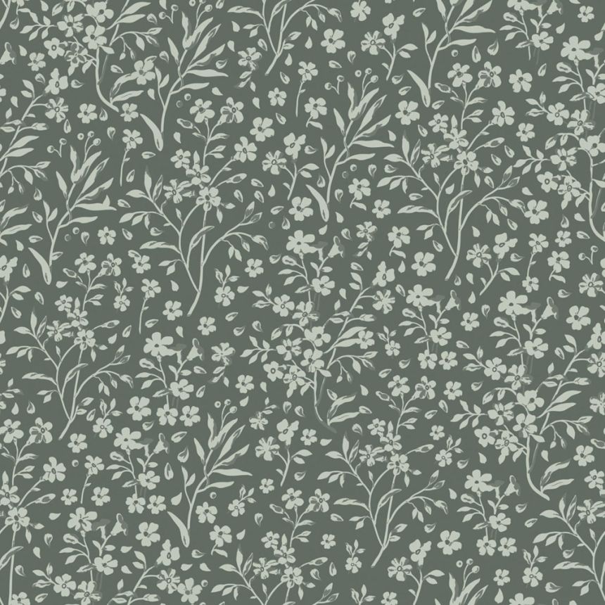 Tapeta s drobnými květinami, zelená, 139878, Floral Fever, Esta Home