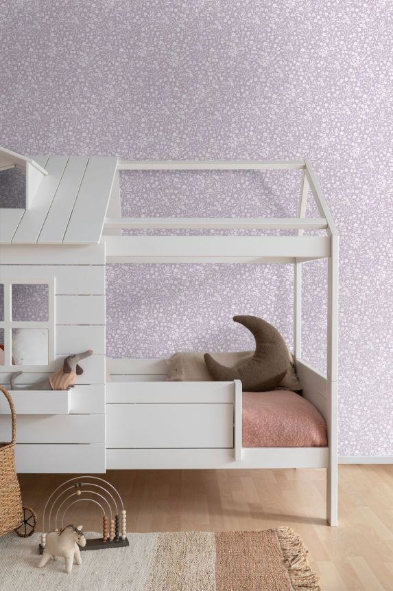 Tapeta s drobnými květinami, fialová, 139883, Floral Fever, Esta Home