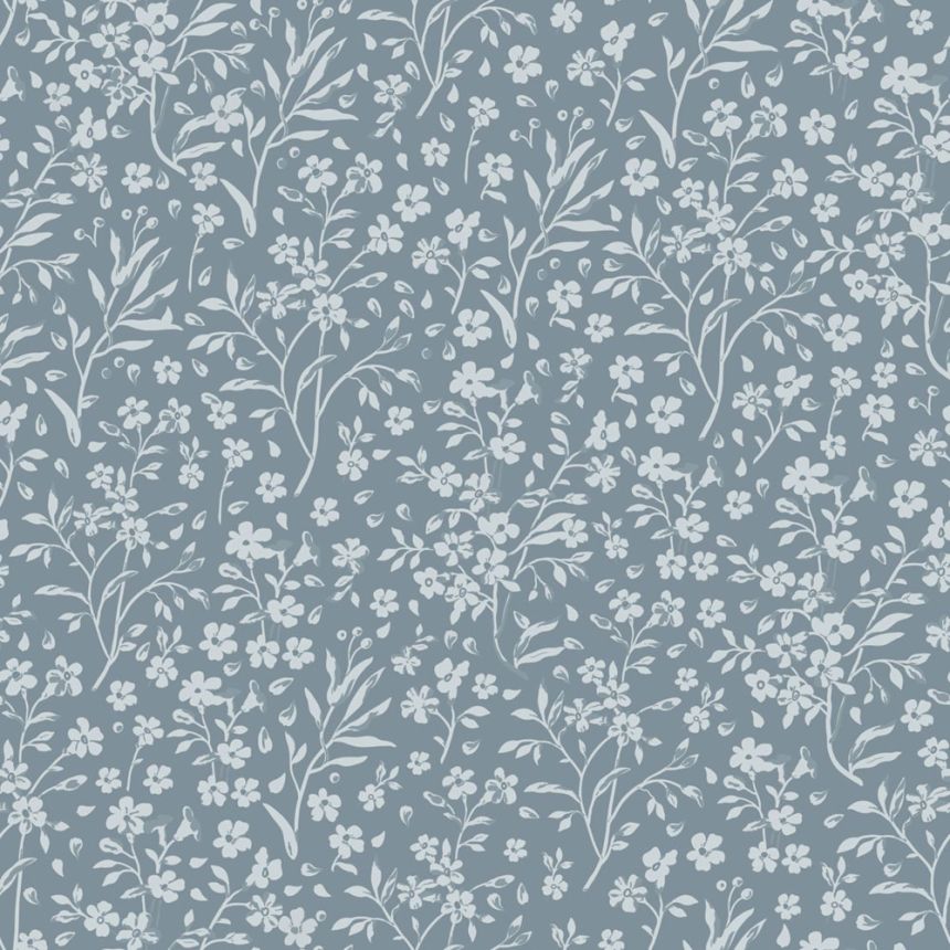 Tapeta s drobnými květinami, šedo-modrá, 139885, Floral Fever, Esta Home