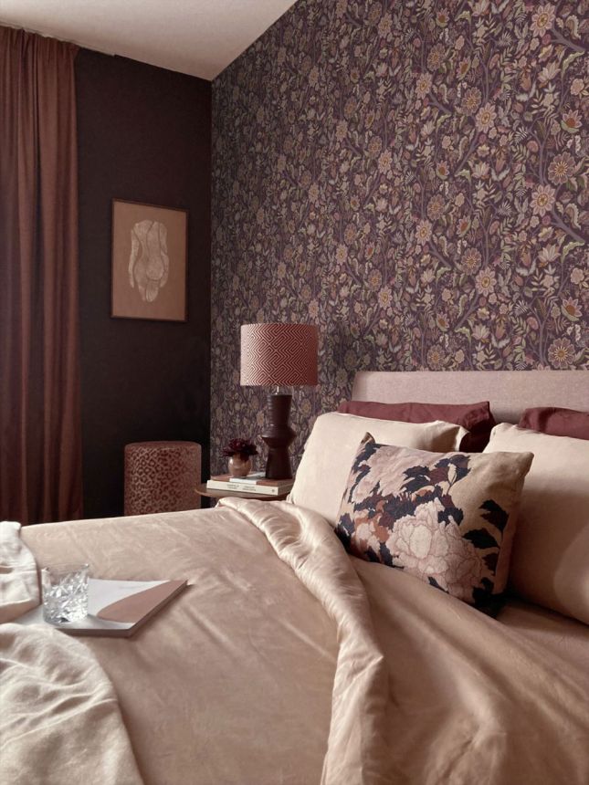Tapeta s vintage květinových vzorem, purpurová fialová, 131336, Floral Fever, Esta Home