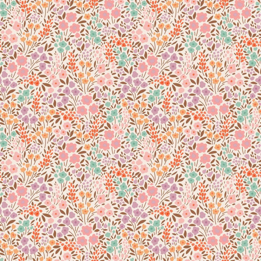 Květinová tapeta, červeno-oranžová, 131579, Floral Fever, Esta Home