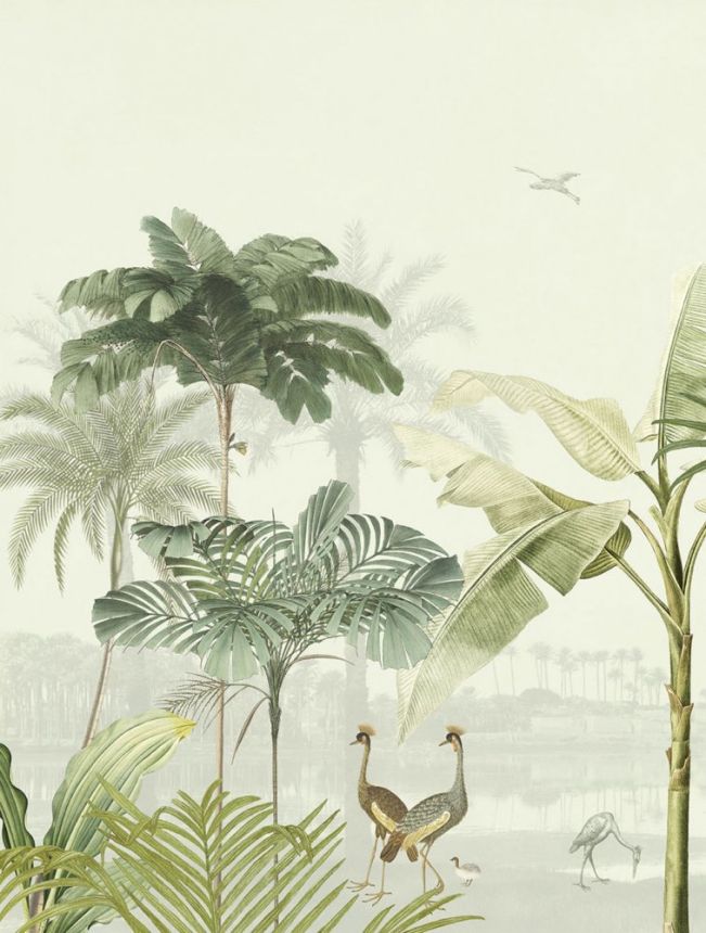 Vliesová obrazová tapeta Oáza, palmy, ptáci 317405, 212 x 280 cm, Oasis, Eijffinger