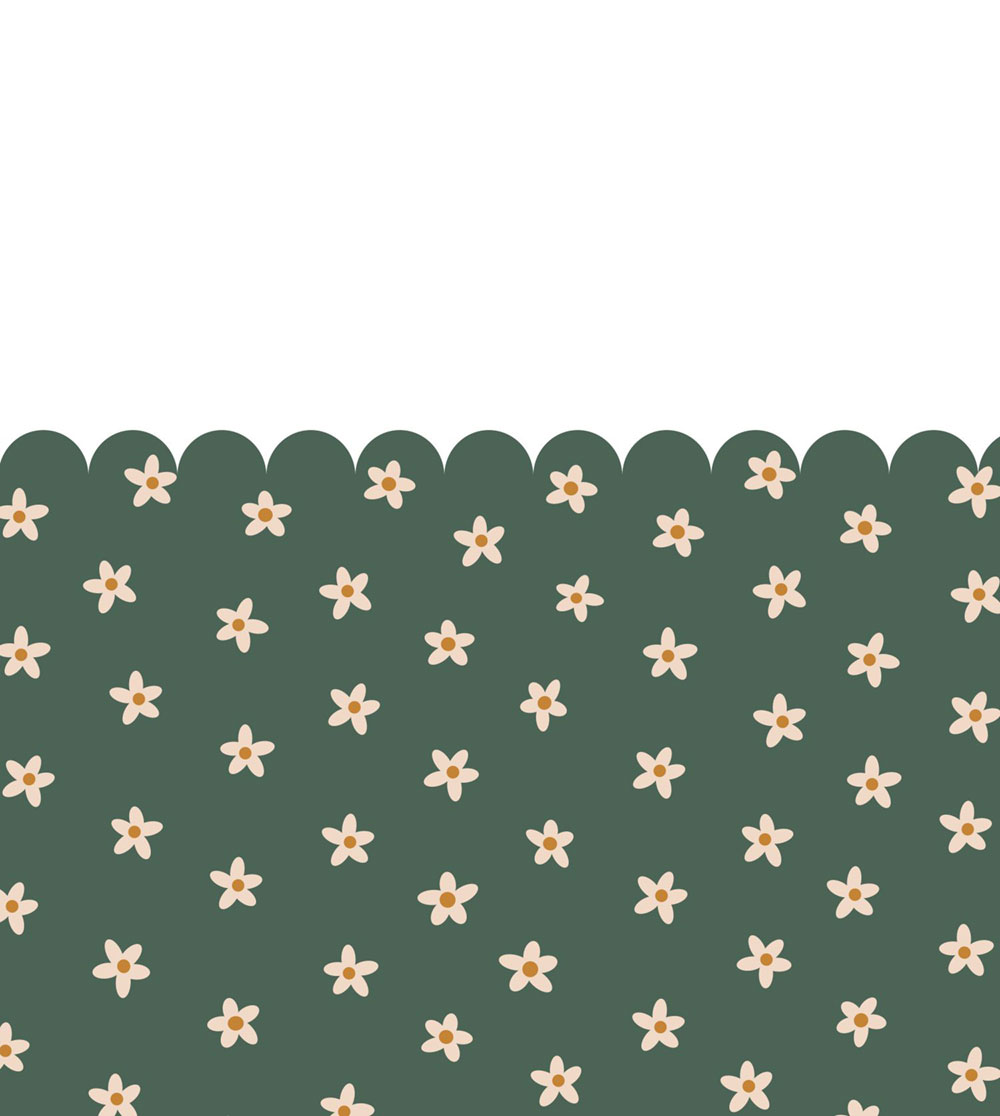 Dětská obrazová tapeta s kopretinami, bílo-zelená, 159596, Floral Fever, Esta Home