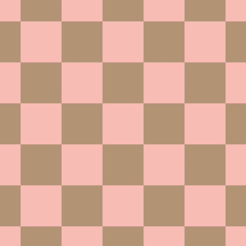 Tapeta se šachovnicovým vzorem, zlato-hnědá, starorůžová, 130913, Color Pop, Esta Home
