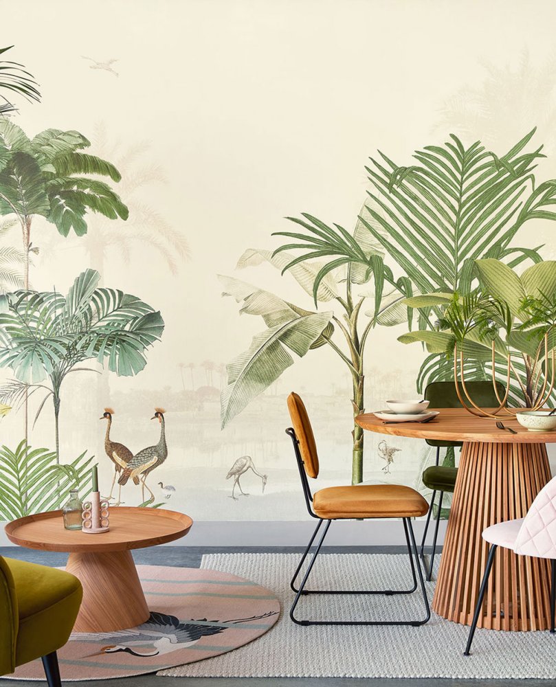 Vliesová obrazová tapeta Oáza, palmy, ptáci 317400, 371 x 280 cm, Oasis, Eijffinger