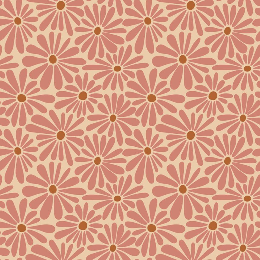 Květinová tapeta, růžová, červeno-hnědá, 131151, Color Pop, Esta Home