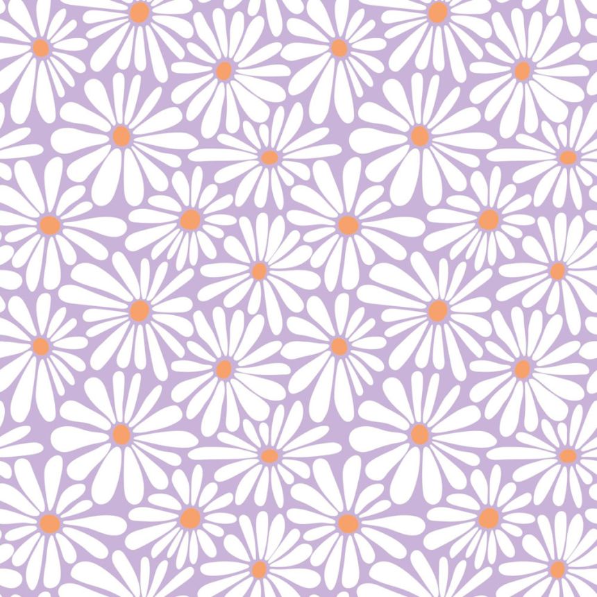 Květinová tapeta, bílá, fialová, 131153, Color Pop, Esta Home