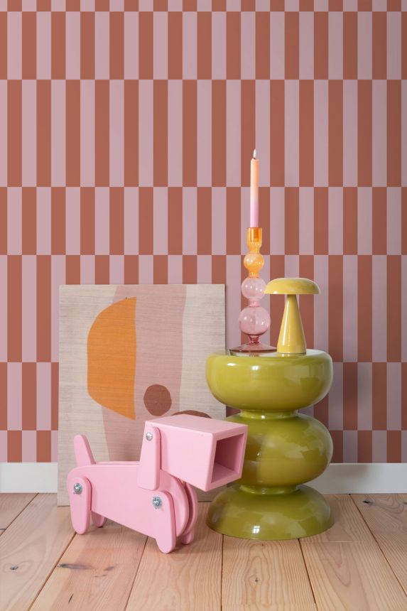 Tapeta s pruhy, červeno-hnědá, růžová, 131216, Color Pop, Esta Home