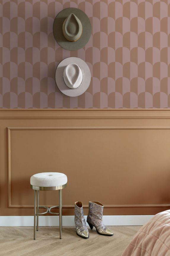 Tapeta s ArtDeco vzorem, hnědá, hnědo-fialová, 131235, Color Pop, Esta Home