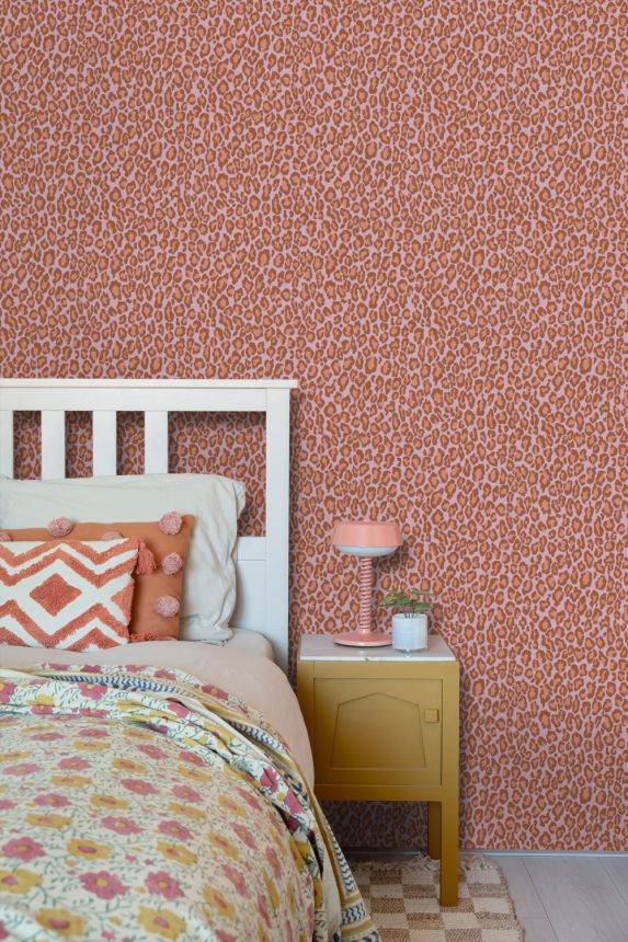 Tapeta imitující leopardí kůži, červeno-hnědá, růžová, 131402, Color Pop, Esta Home