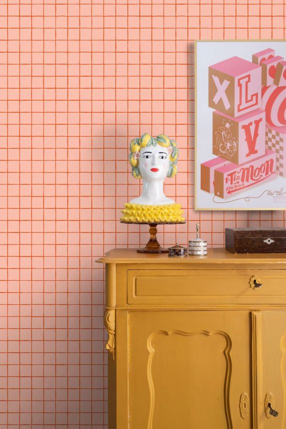 Tapeta s mřížkou, růžová, červená, 131596, Color Pop, Esta Home