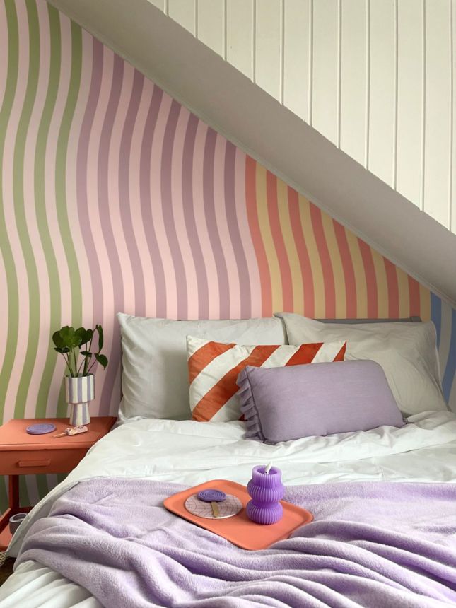 Luxusní obrazová tapeta s vlnkovým vzorem, růžová, oranžová, 159511, Color Pop, Esta Home