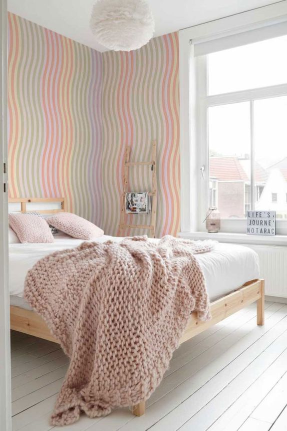Luxusní obrazová tapeta s vlnkami, fialová, zelená, 159513, Color Pop, Esta Home