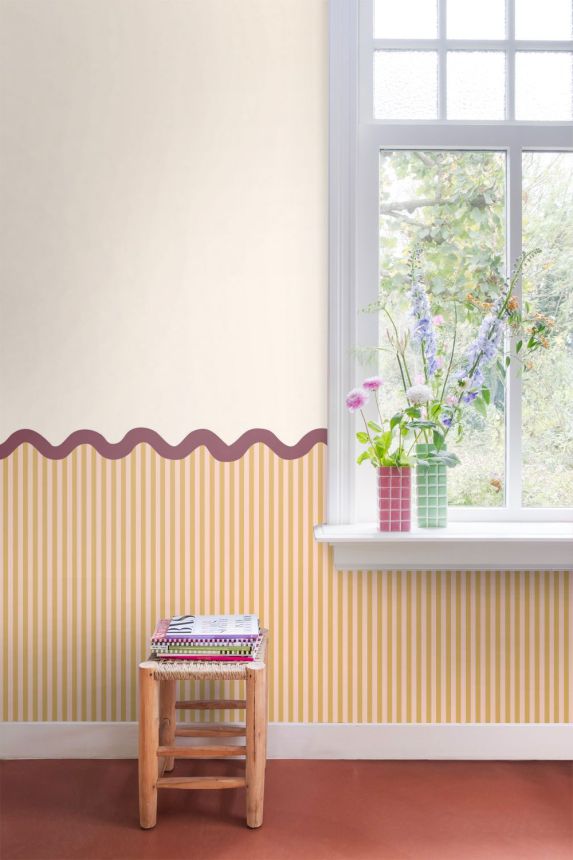 Dětská obrazová tapeta s vlnkami, žluto-hnědá, 159526, Color Pop, Esta Home