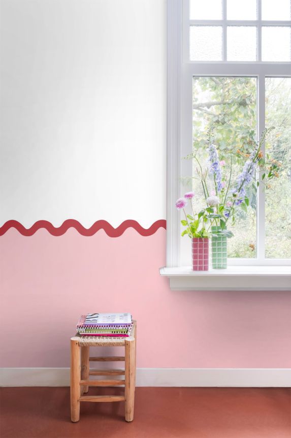 Dětská obrazová tapeta s vlnkami, bílo-růžová, 159528, Color Pop, Esta Home