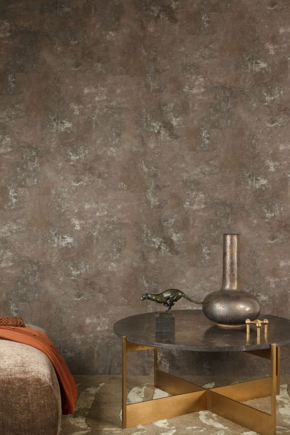 Tapeta imitující vintage omítku, černo-hnědá, DR1106, Drop, Grandeco