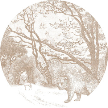 Samolepící kruhová obrazová tapeta Les, lesní zvířátka 159085, průměr 140 cm, Forest Friends, Esta