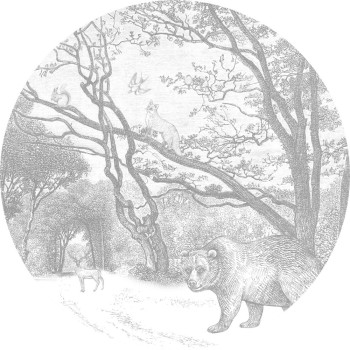 Samolepící kruhová obrazová tapeta Les, lesní zvířátka 159083, průměr 140 cm, Forest Friends, Esta