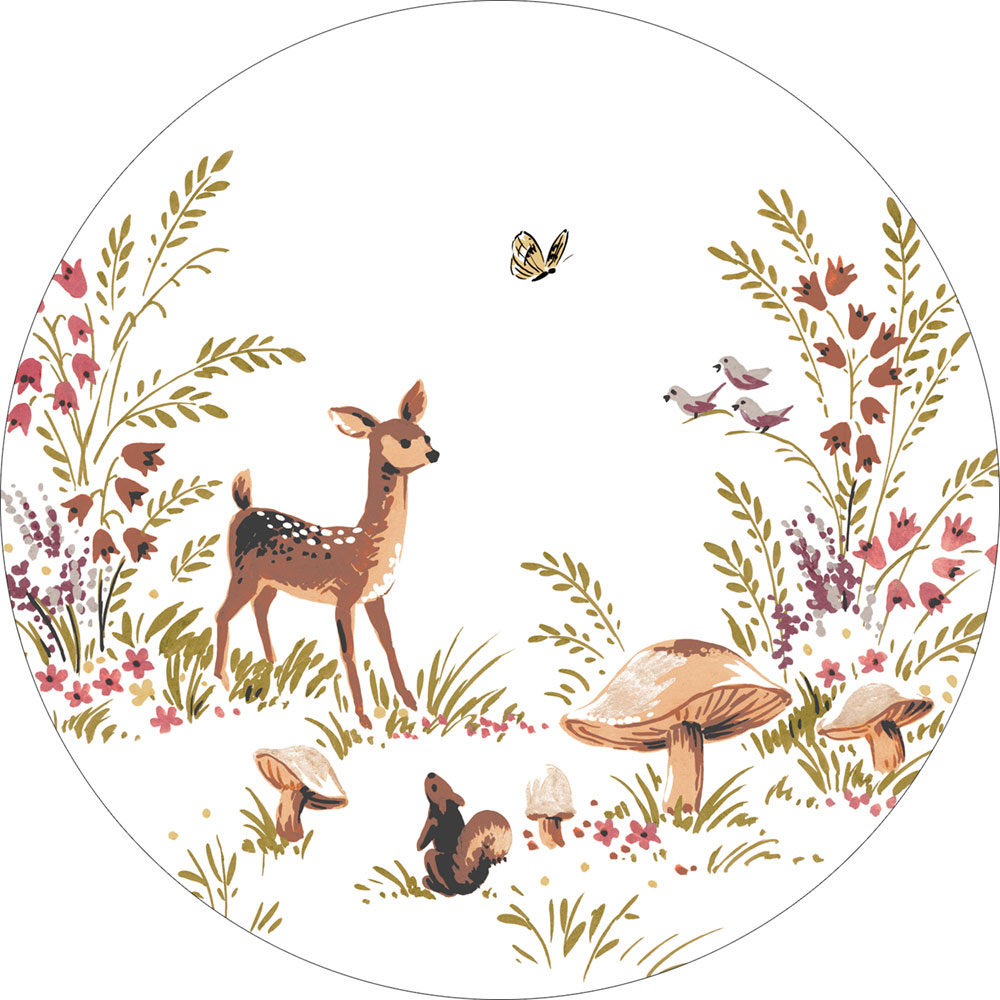 Samolepící kruhová obrazová tapeta Les, lesní zvířátka 159074, průměr 70 cm, Forest Friends, Esta
