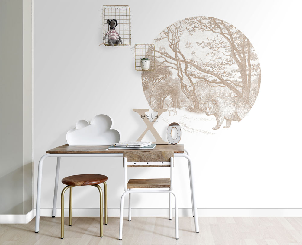 Samolepící kruhová obrazová tapeta Les, lesní zvířátka 159072, průměr 70 cm, Forest Friends, Esta