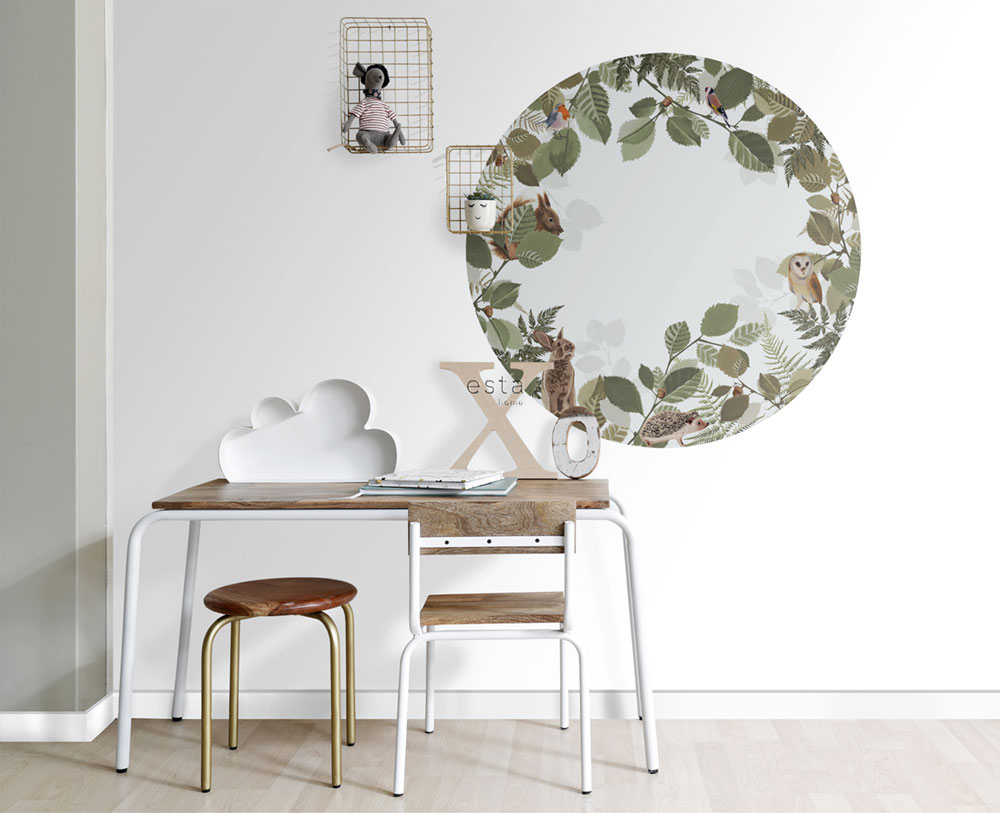 Samolepící kruhová obrazová tapeta Les, lesní zvířátka 159069, průměr 70 cm, Forest Friends, Esta