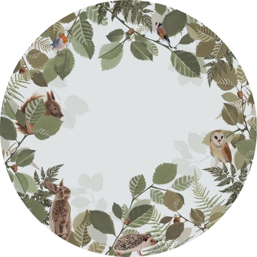 Samolepící kruhová obrazová tapeta Les, lesní zvířátka 159069, průměr 70 cm, Forest Friends, Esta