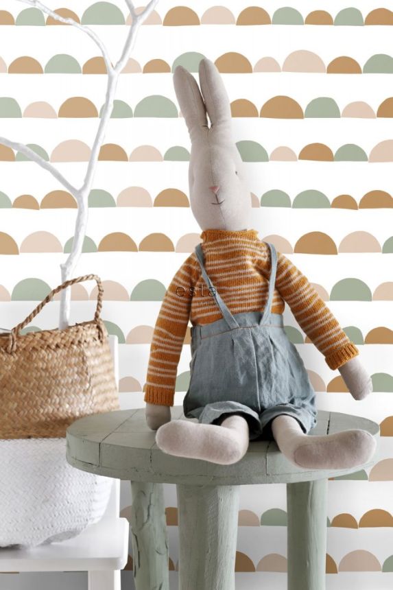 Vliesová tapeta bílá, barevné polokoule 139267, Forest Friends, Esta