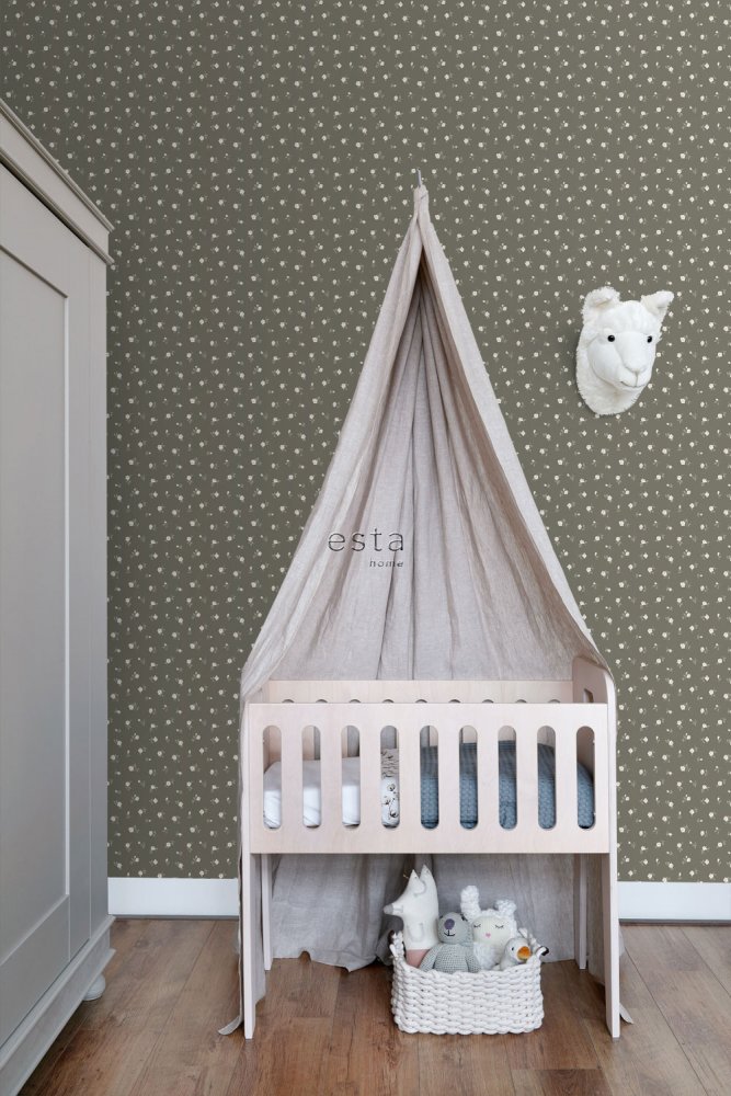 Hnědá vliesová tapeta s květinovým vzorem 139238, Forest Friends, Vintage Flowers, Esta