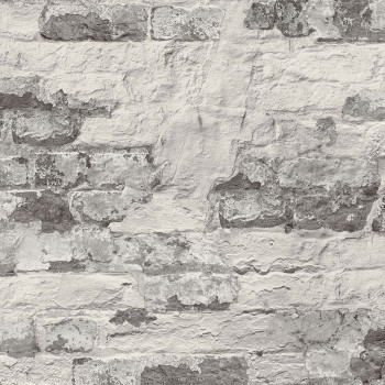 Šedá vliesová tapeta na zeď, cihlová zeď WL3301, Wanderlust, Grandeco