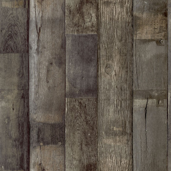Hnědá vliesová tapeta na zeď, imitace dřeva, palubek, WL1401, Wanderlust, Grandeco