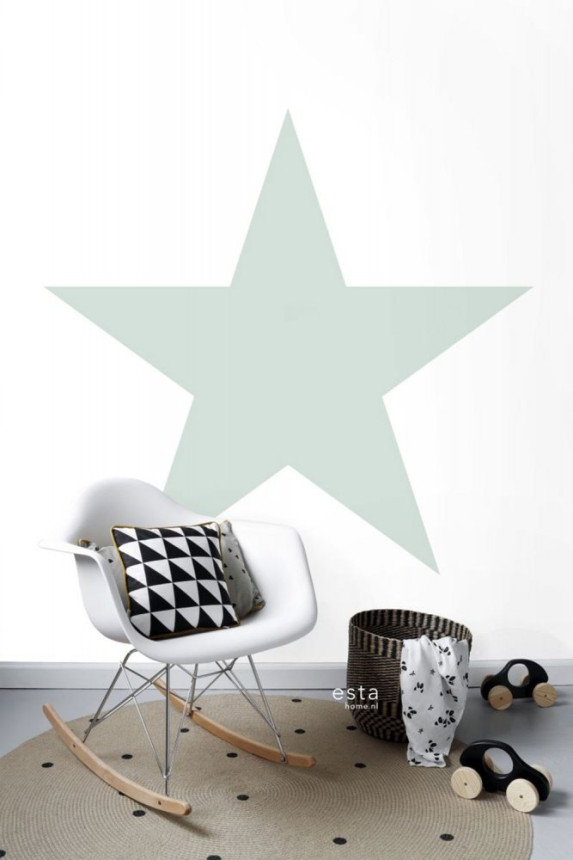 Bílá vliesová obrazová tapeta na zeď, zelená hvězda 158841, 1,86 x 2,79 m, Little Bandits, Esta