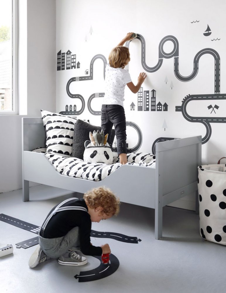 Černobílá vliesová tapeta na zeď Silnice 158836, 1,395 x 2,79 m, Little Bandits, Esta