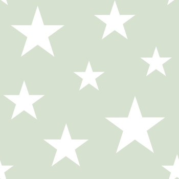 Mentolově zelená vliesová tapeta s bílými hvězdami 128865, Little Bandits, Esta