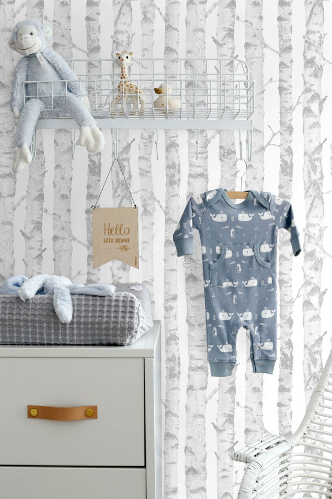 Šedobílá vliesová tapeta na zeď Stromy 138944, Little Bandits, Esta