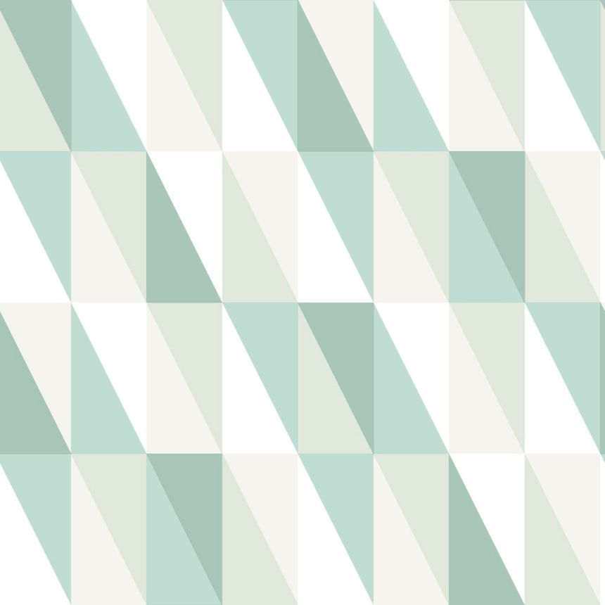 Geometrická vliesová tapeta, zeleno-bílé trojúhelníky 138920, Little Bandits, Esta