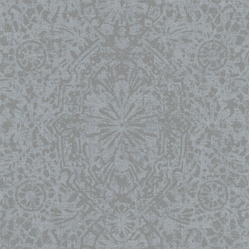 Šedostříbrná vliesová tapeta s damaškovým vzorem EE3105, Elementum, Grandeco