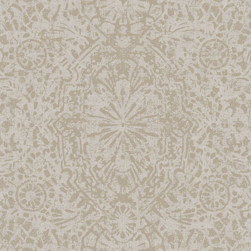 Okrově-béžová vliesová tapeta na zeď, damaškový vzor EE3104, Elementum, Grandeco