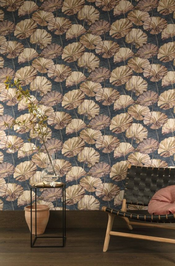 Romantická vliesová tapeta na zeď,  motiv květů leknínu EE2004, Elementum, Grandeco