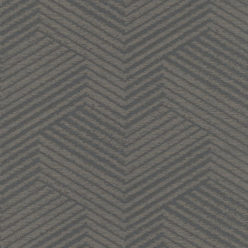 Geometrická vliesová tapeta hnědá s metalickým žíháním EE2104, Elementum, Grandeco