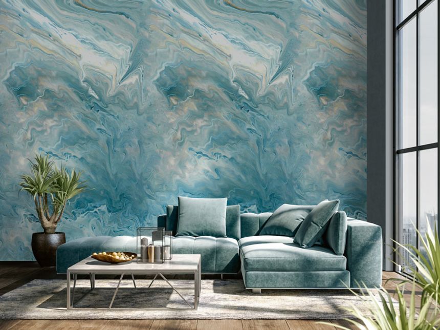 Vliesová obrazová tapeta, imitace modrého mramoru A54202, 159 x 280 cm, One roll, one motif, Grandeco