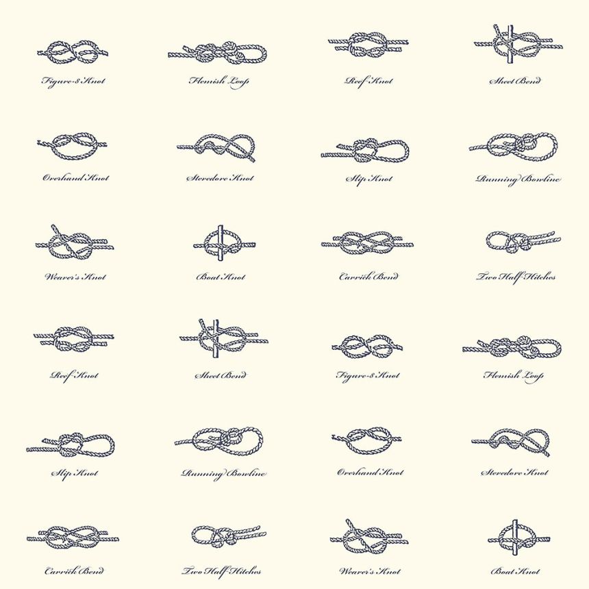 Vliesová tapeta bílá, lana, uzly 136462, Regatta Crew, Esta Home