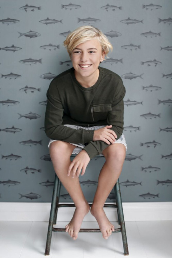 Vliesová tapeta bílá se stříbrnými rybami 138966, Regatta Crew, Esta