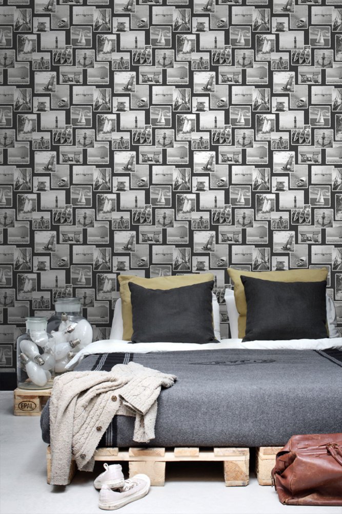 Černobílá vliesová tapeta na zeď Moře 138957, Regatta Crew, Esta Home