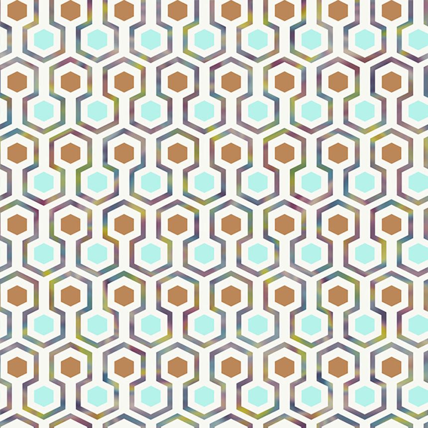 Geometrická vliesová tapeta s barevnými hexagony GV24292, Good Vibes, Decoprint